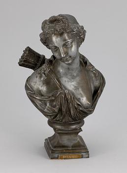 OKÄND KONSTNÄR, byst, metall. 1800/1900-tal.
