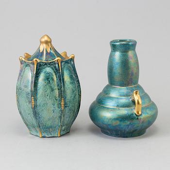 JOSEF EKBERG, a vase and a lidded urn, Gustavsberg 1930´s.