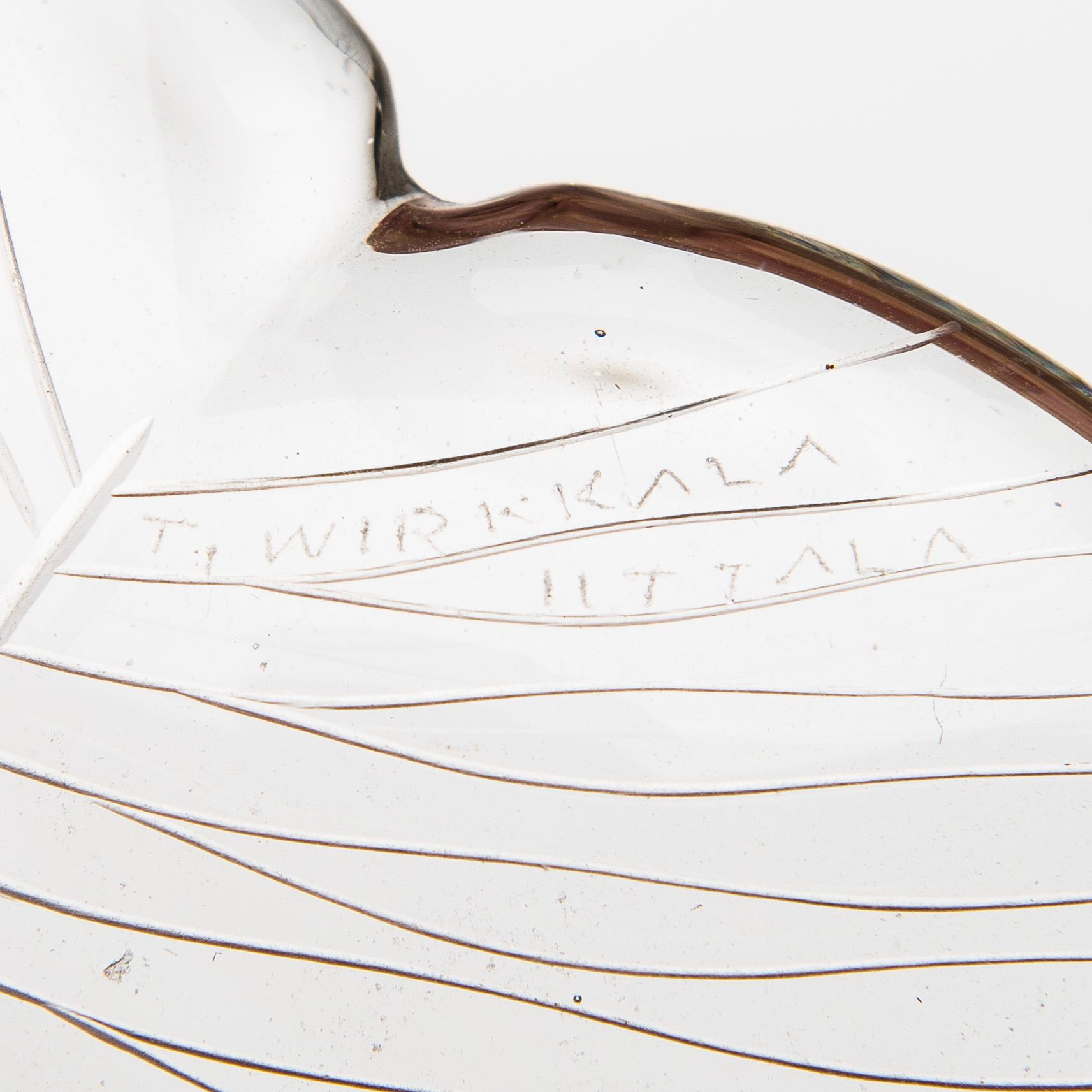 TAPIO WIRKKALA, KULHO, viivahiottua lasia, signeerattu T. Wirkkala Iittala.