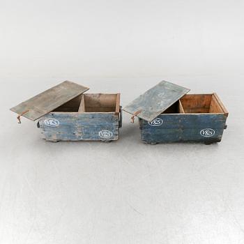 Two wooden boxes, early 1900's.