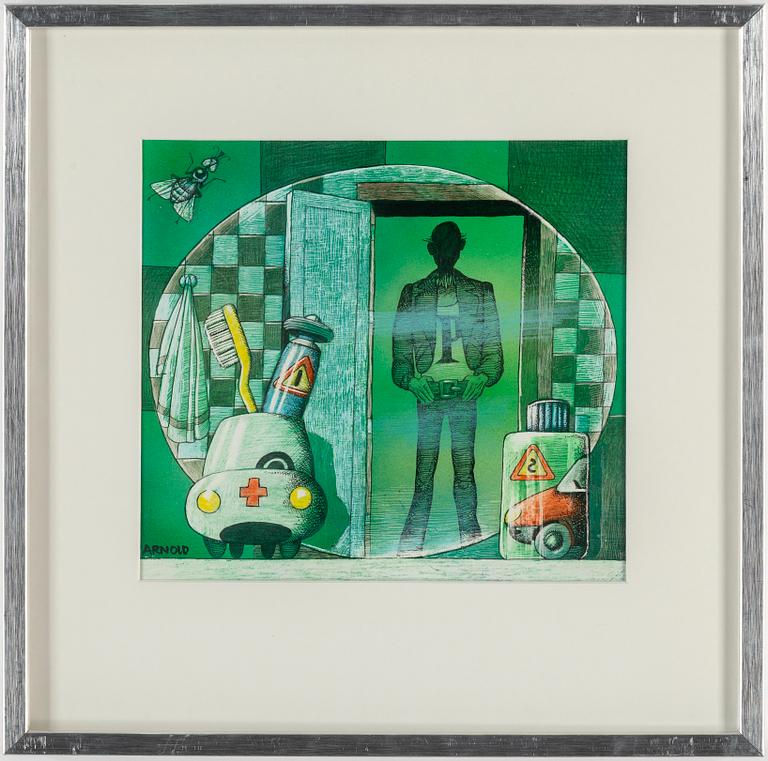 HANS ARNOLD, tusch & akryl, signerad.