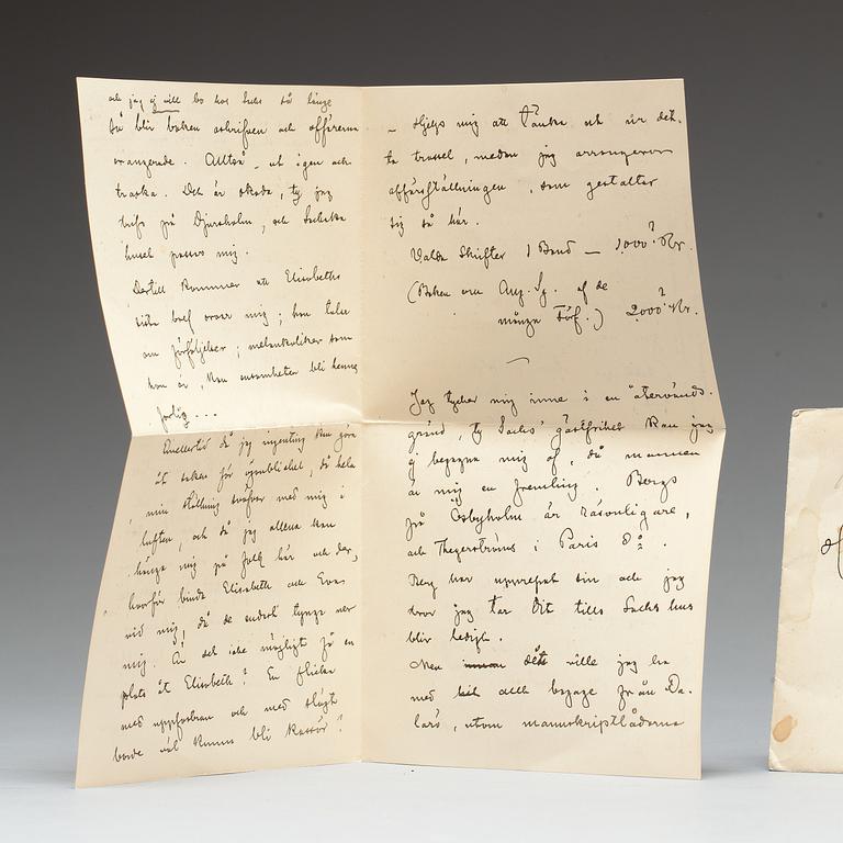 August Strindberg, letter, written by hand and signed at Djursholm September 9 1891.