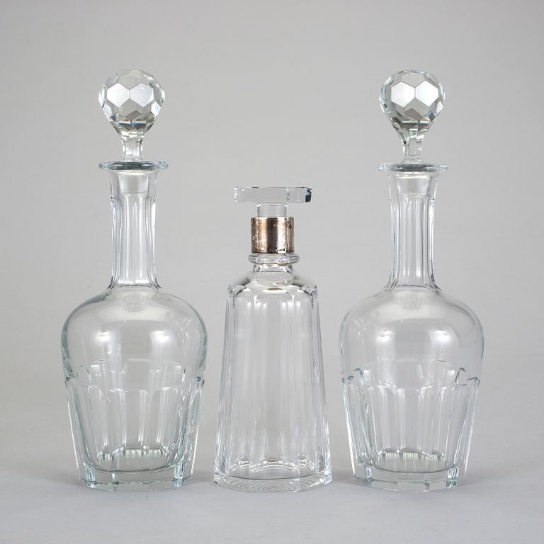 KARAFFER, 3 stycken, glas, 1900-talets första hälft.