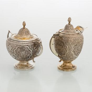A 5-piece Persian tea service, first half of the 20th century.