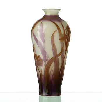 An Emile Gallé fire-polished art nouveau cameo vase, Nancy France.