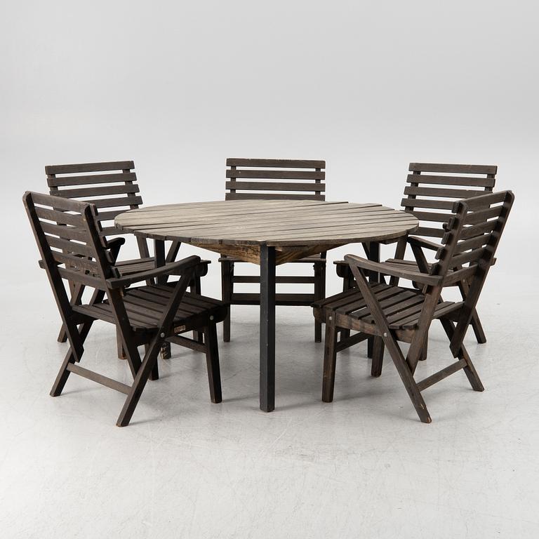Carl Malmsten, a six-piece suite of garden furniture, 'Bergshamra', Igelstaverken, second half of the 20th Century.