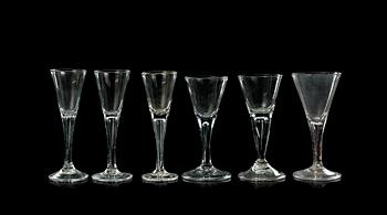 720. A set of six (3+3) Swedish goblets, 18th Century.