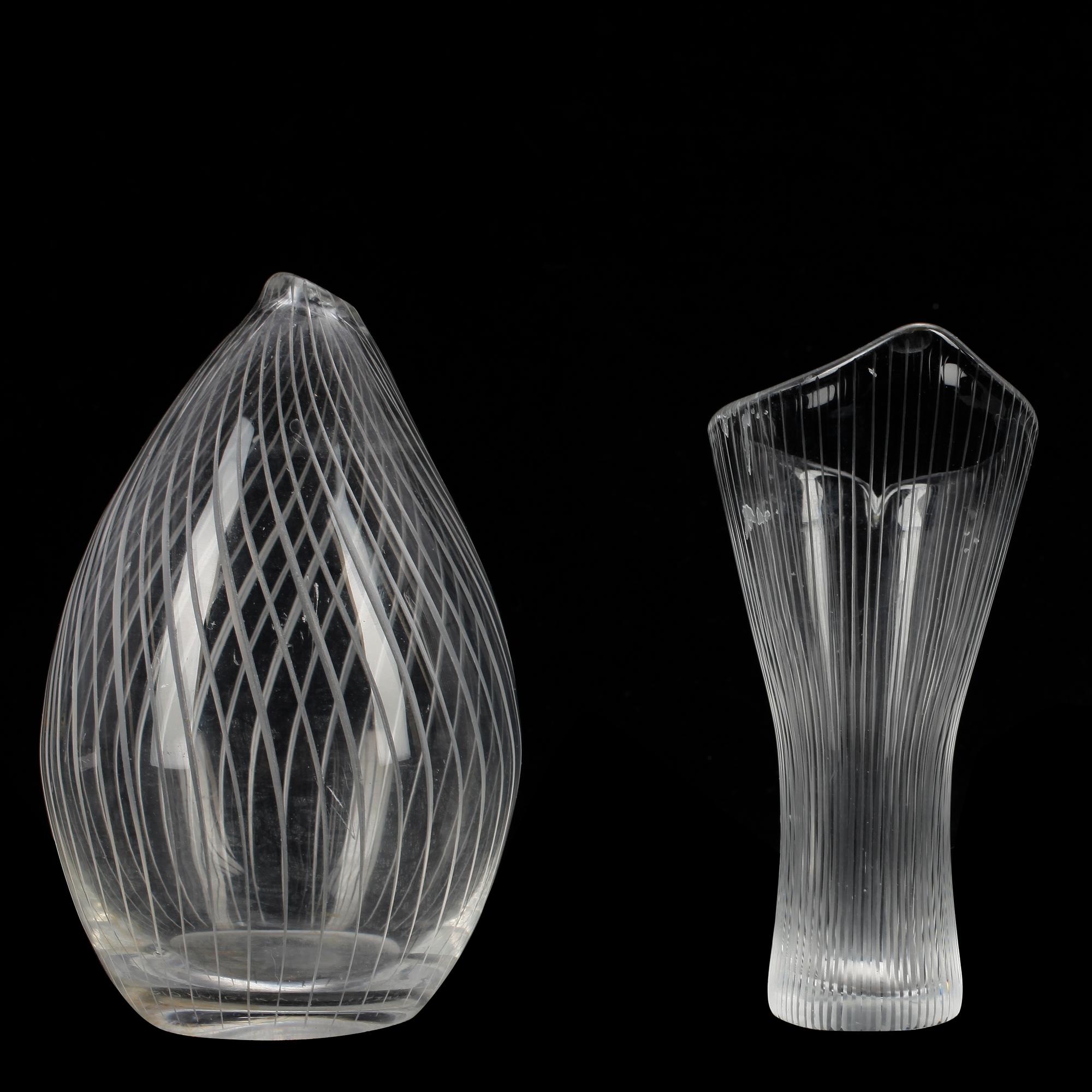 VASER, 2 st, glas, Tapio Wirkkala, Iittala, sign.