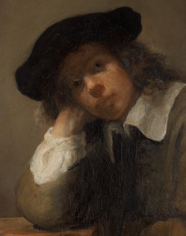 Samuel van Hoogstraten Attributed to, Portrait of a studying youth (Possibly a self portrait).