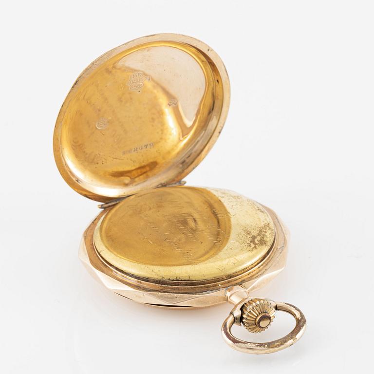 Pocket watch, 14K gold, hunter 53.5 mm.