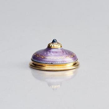 A Russian enamel and silver-gilt bell push, St Petersburg 1908-1917.