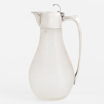 Silver and glass decanter, Gebrüder Deyhle, Schwäbisch Gmünd, Germany, around 1910.