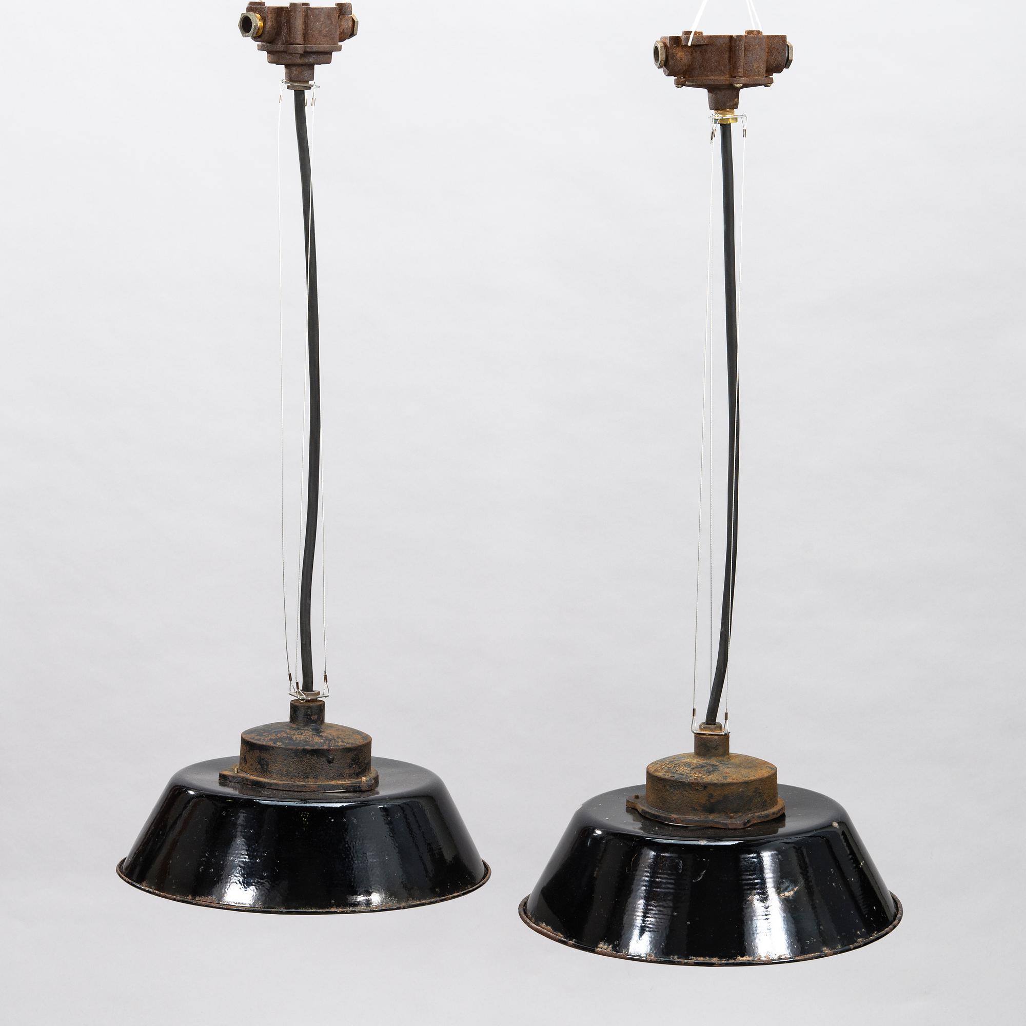 PAAVO TYNELL, Two 1930's '2521-53' industrial light for Taito Finland.