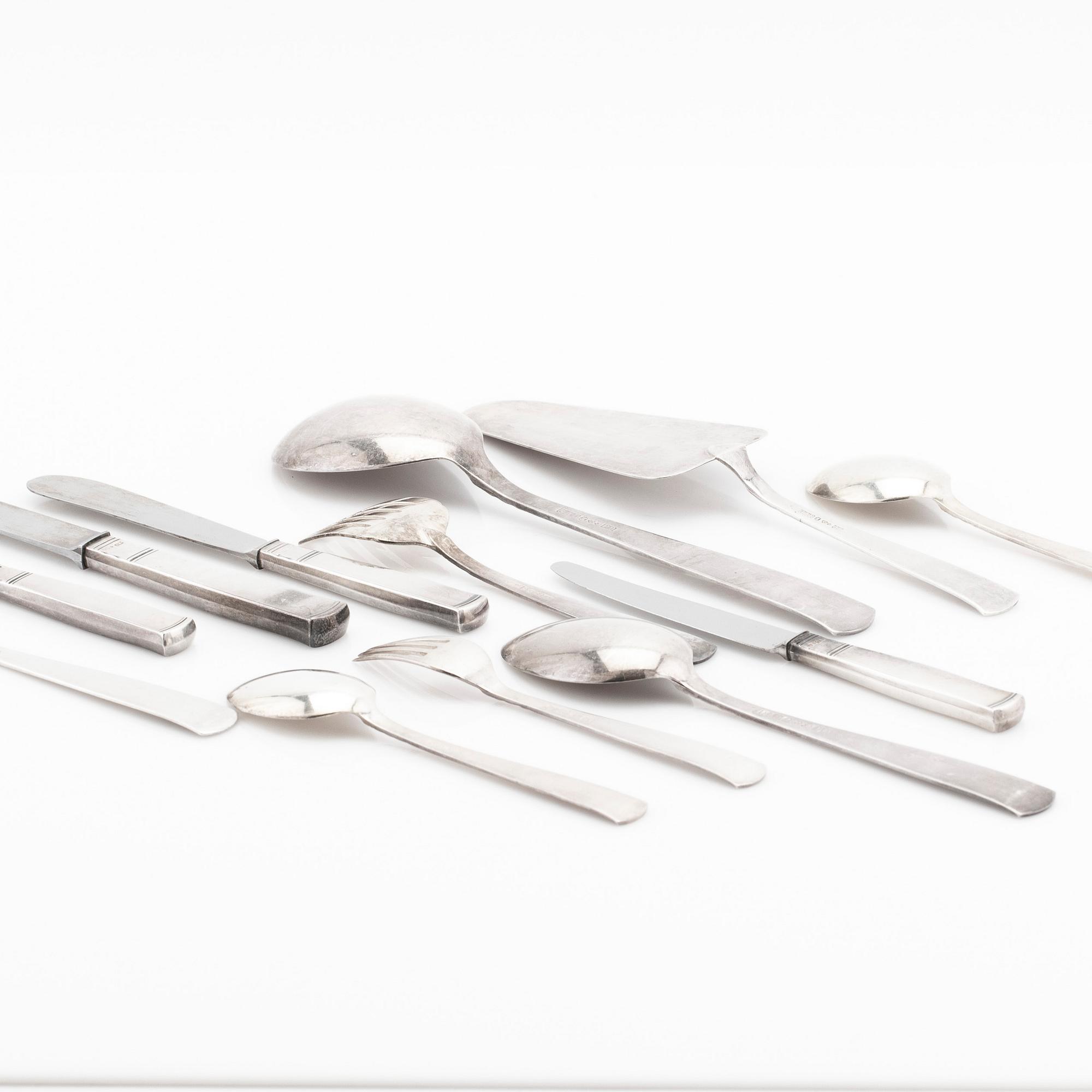 Jacob Ängman, cutlery service, silver, 224 pieces, "Rosenholm", GAB,