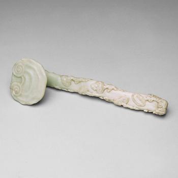 686. A nephrite ruyi sceptre, presumably late Qing dynasty.