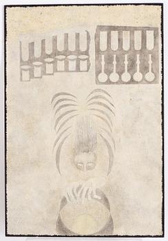 Thea Ekström, mixed media on panel, signed Ekström and dated 27 III -85.