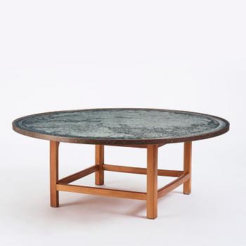 Josef Frank, a mahogany base table, map on the top, Svenskt Tenn, Sweden, model U601 (the top) & U491, 1960s-1970s.