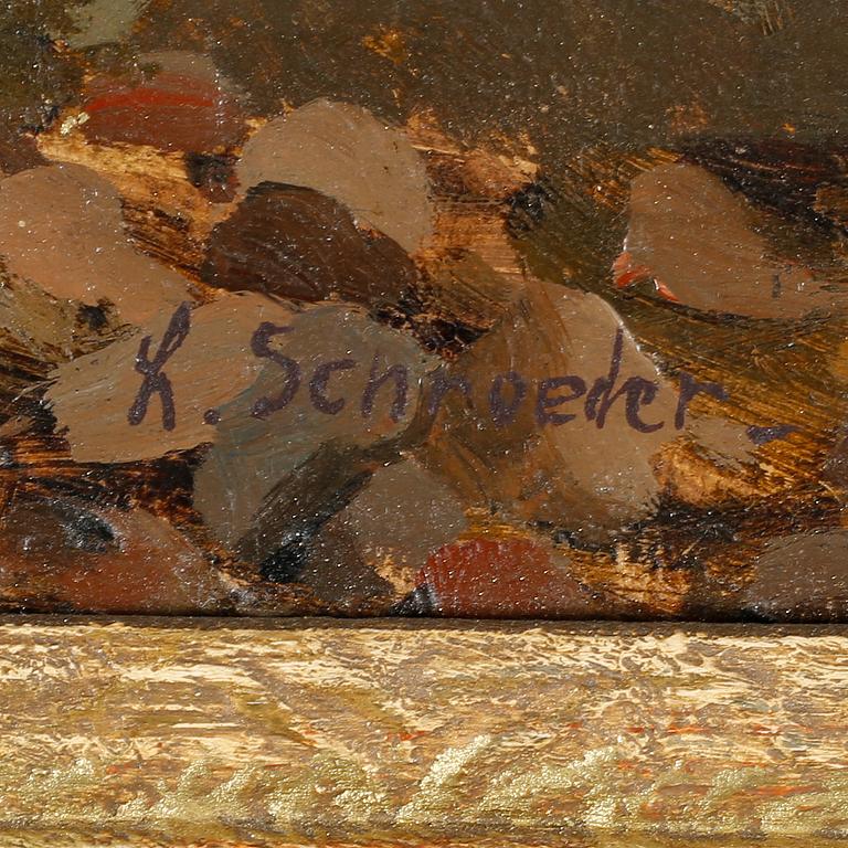 OIDENTIFIERAD KONSTNÄR, olja på papper, signerad L Schroeder, omkring sekelskiftet 1900.