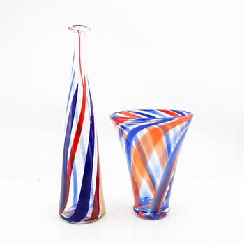 Berit Johansson, vases 2 pcs, one signed Sjöhyttan.