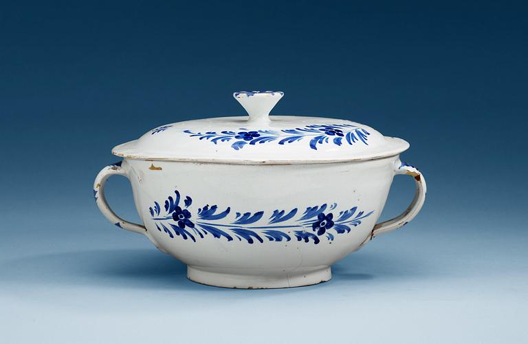 A Swedish faience tureen with cover, 18th Century.