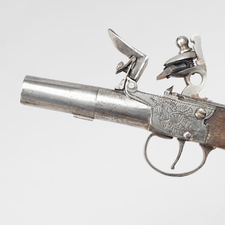 Flintlock pistol, early 19th century.