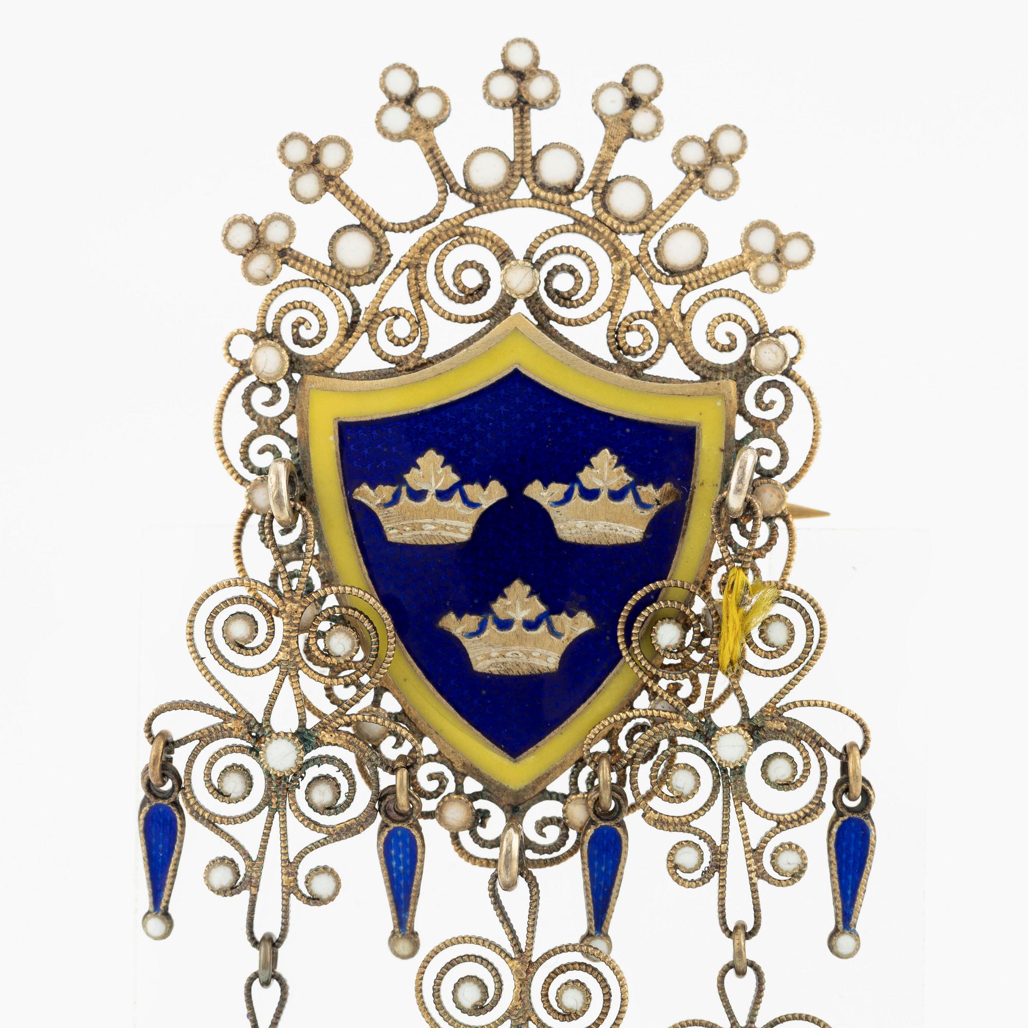 Brooch, sterling silver and enamel.