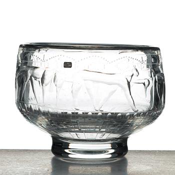 Erik Höglund, an engraved glass bowl, Boda, Sweden 1950's.