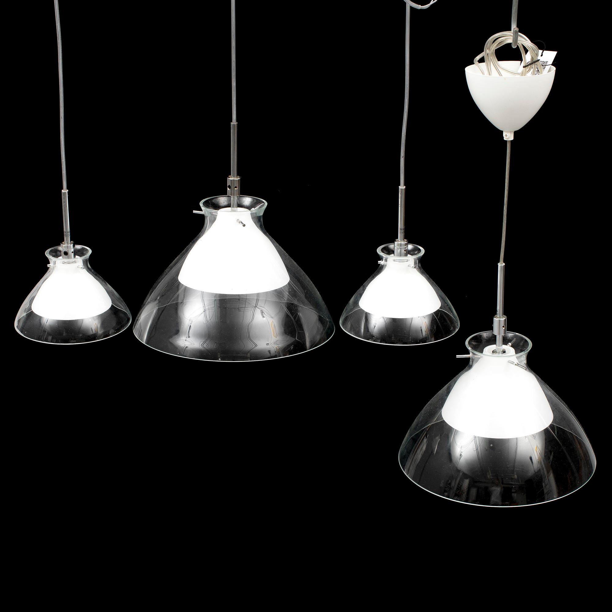 Four Belid ceiling lamps.