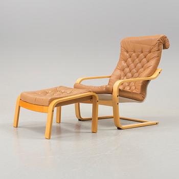 An armchair with a stool, "Poäng/Poem", IKEA 1980´s. Designed by Noburo Nakamura.