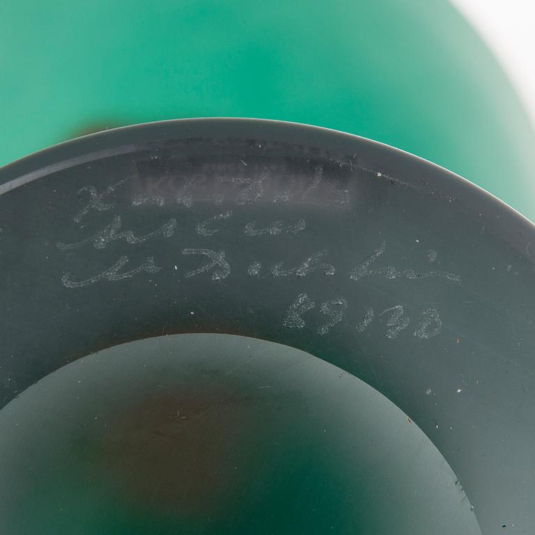 A glass bowl and decanter, signed, Kosta Boda, second half of 20th Century.