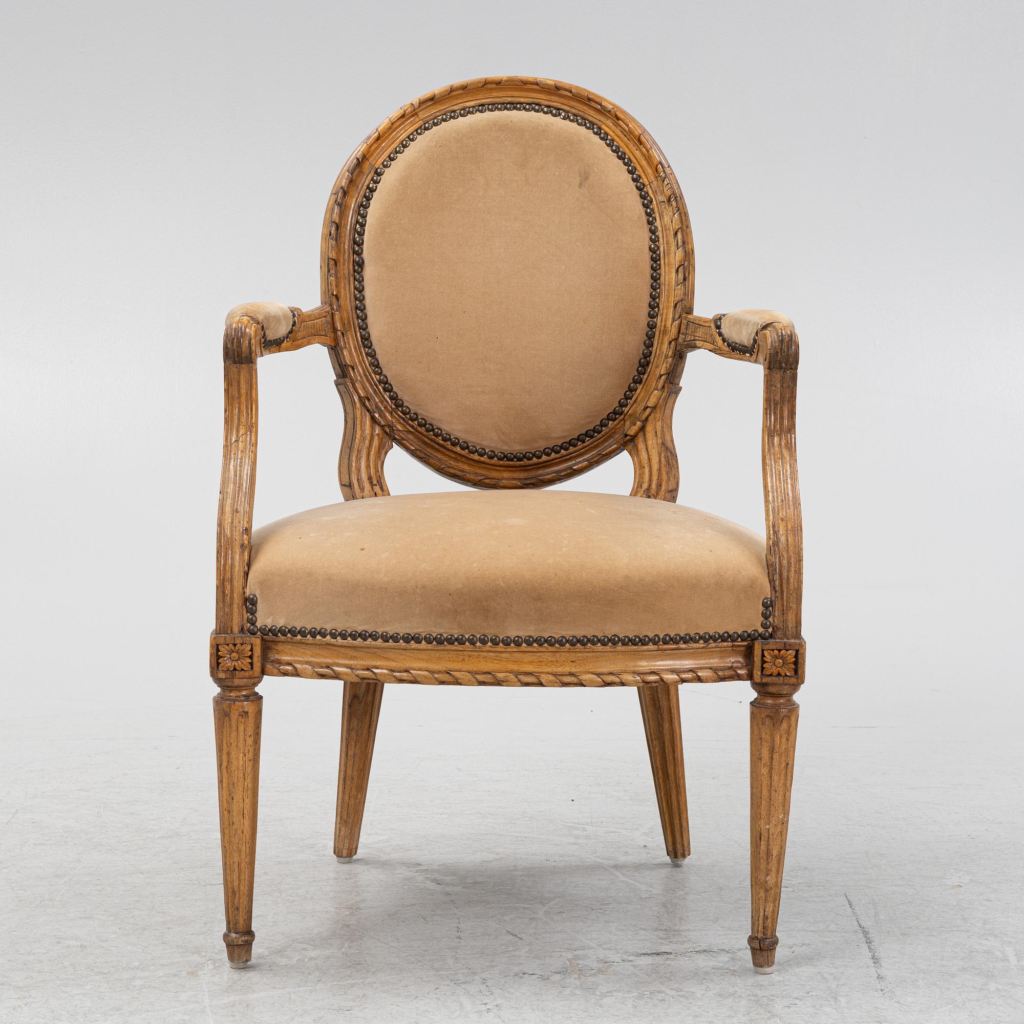 Karmstol, Louis XVI-stil, Frankrike, 1800-talets första hälft.