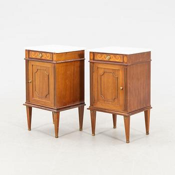 Bedside tables, a pair from CE Jonsson's furniture factory, early 20th century.