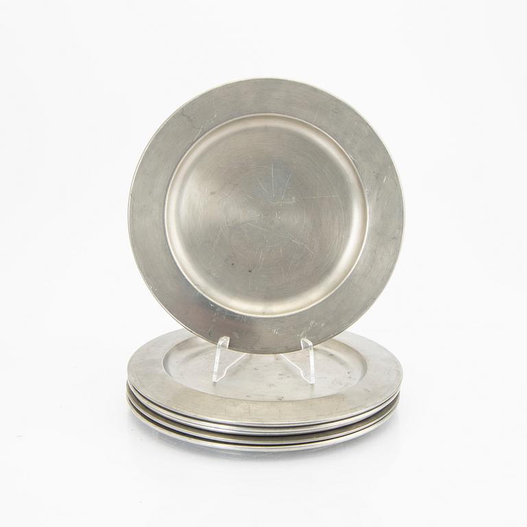 Firma Svenskt Tenn, a set of six pewter plates, Stockholm 1970.