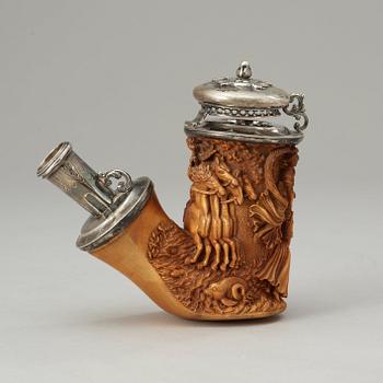 A Swedish birch carved pipe bowl by S.Isberg (not signed) dated 1856.