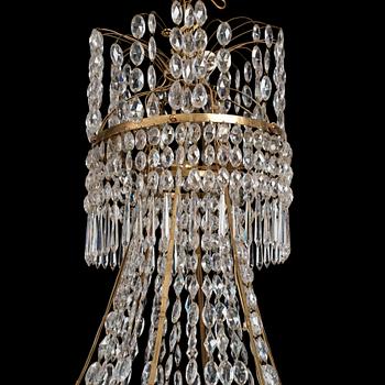 A late Gustavian early 19th Century seven-light chandelier.