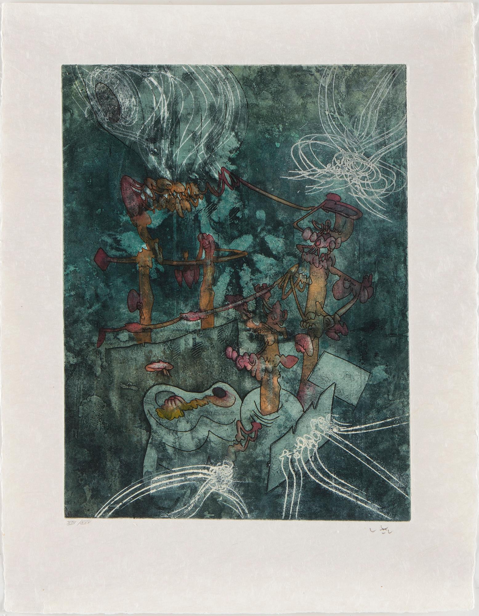 ROBERTO MATTA, Suite with 10 aquatints in colours, 1975, on Japon nacré paper.