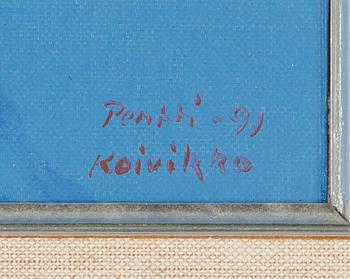 Pentti Koivikko, öljy levylle, signeerattu ja päivätty -91.