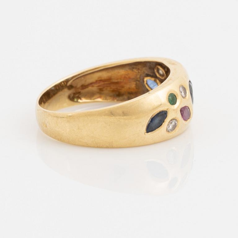 Gold and coloured stone ring.