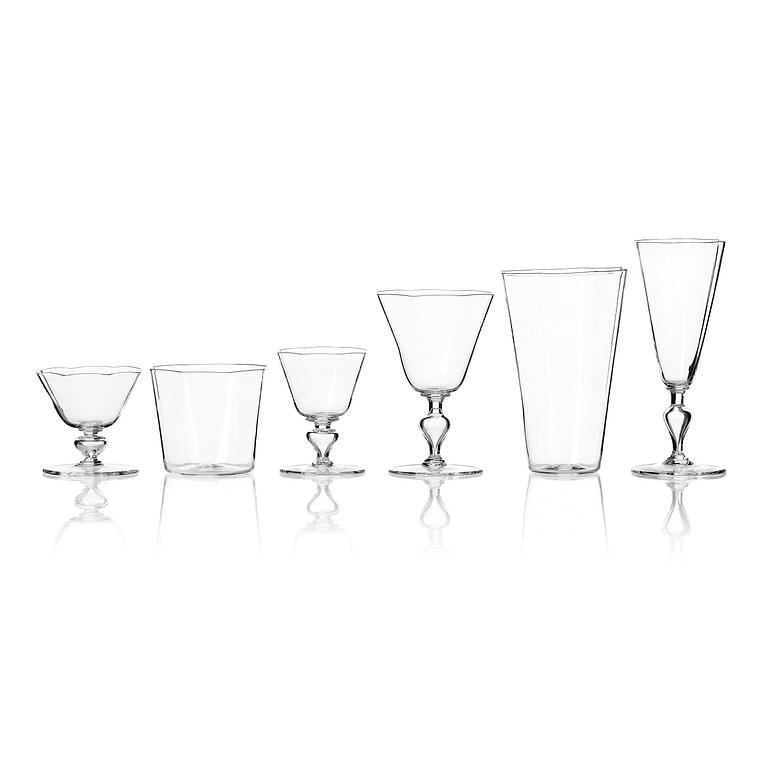 Josef Frank, a 60-piece glass service, Venini, Murano, for Firma Svenskt Tenn, post 1937.