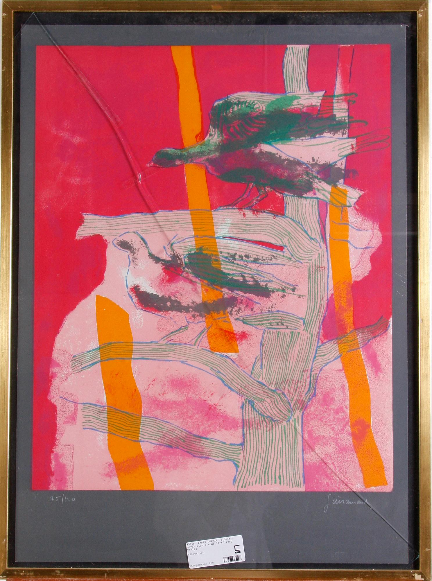 PARTI GRAFIK, 2 delar, otydl sign o numr 17/65 resp 75/120.