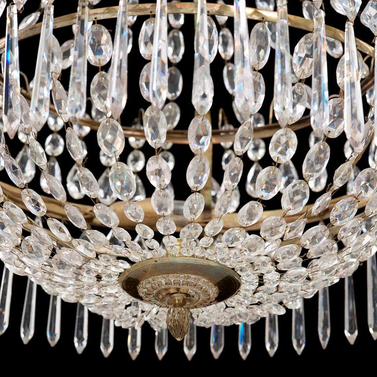 A late Gustavian early 19th century seven-light chandelier.