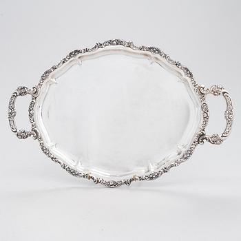 A sterling silver tray, maker's mark of Otto Wolter, Schwäbisch Gmünd, Germany, the latter half of the 20th century.