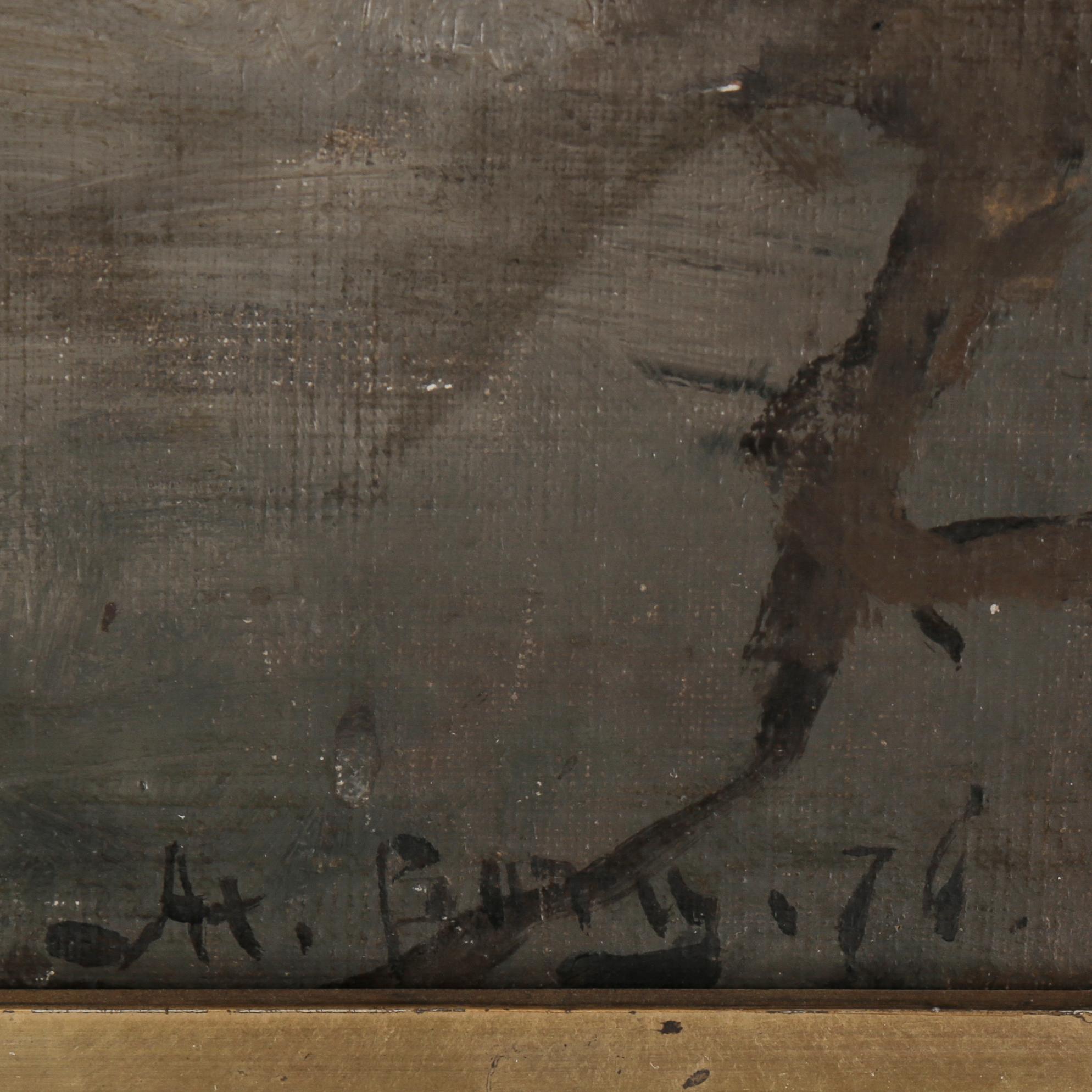 AXEL BORG, olja på duk uppfodrad på pannå, signerad Ax. Borg -74 .