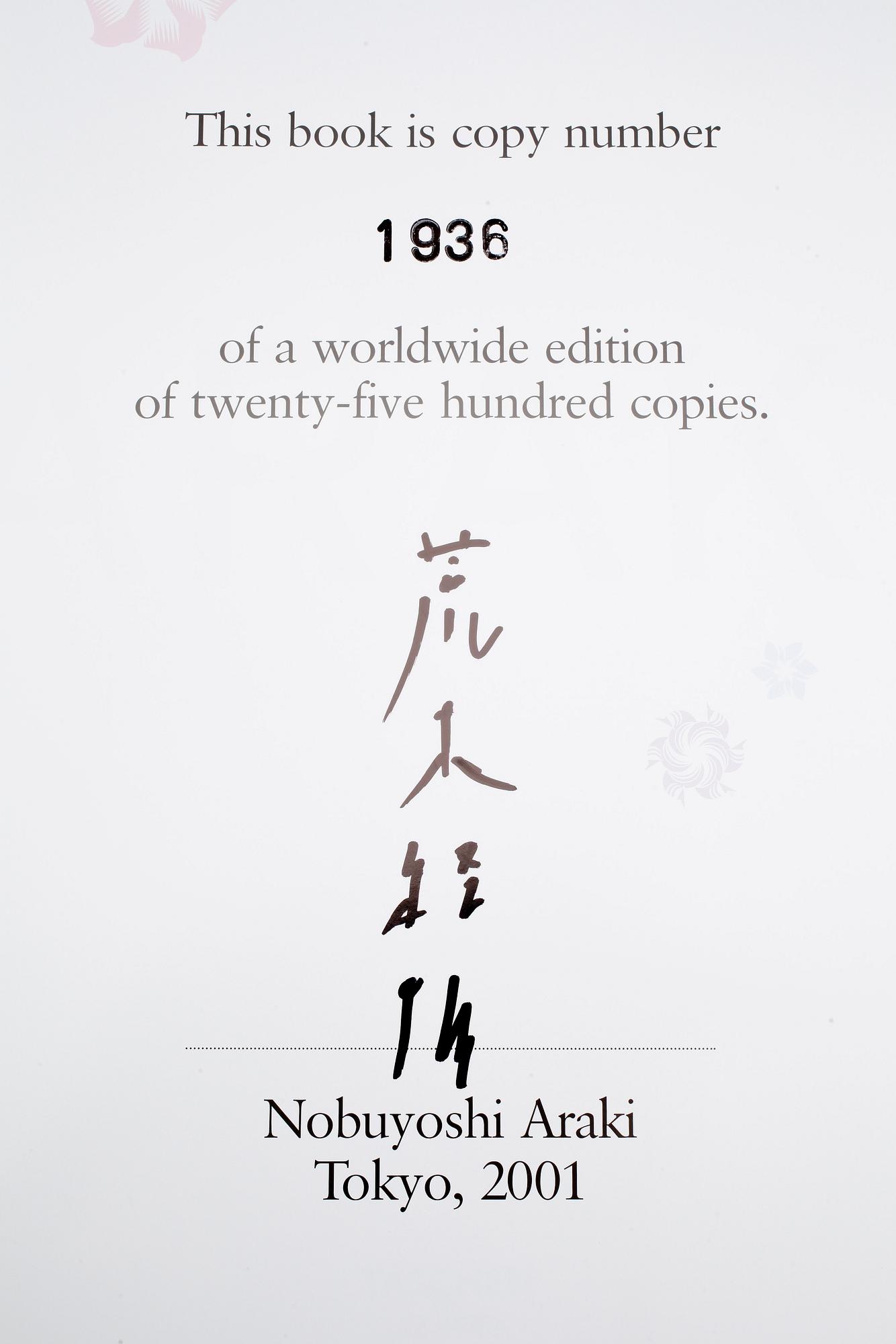 NOBUYOSHI ARAKI, fotobok, "ARAKI", begränsad upplaga om 2500, sign och numr. Taschen Books, cologne, Germany.