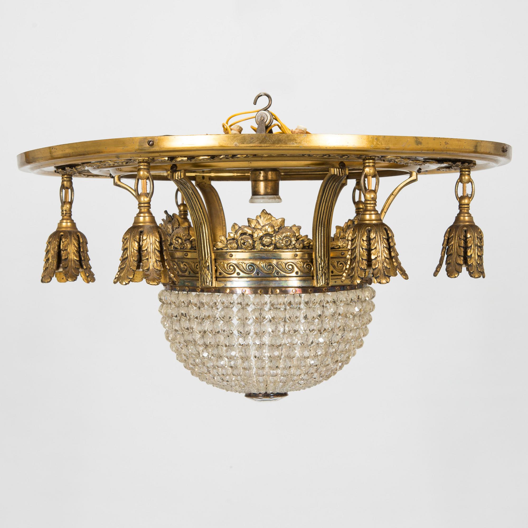 An Art Nouveau ceiling chandelier, early 20th century.