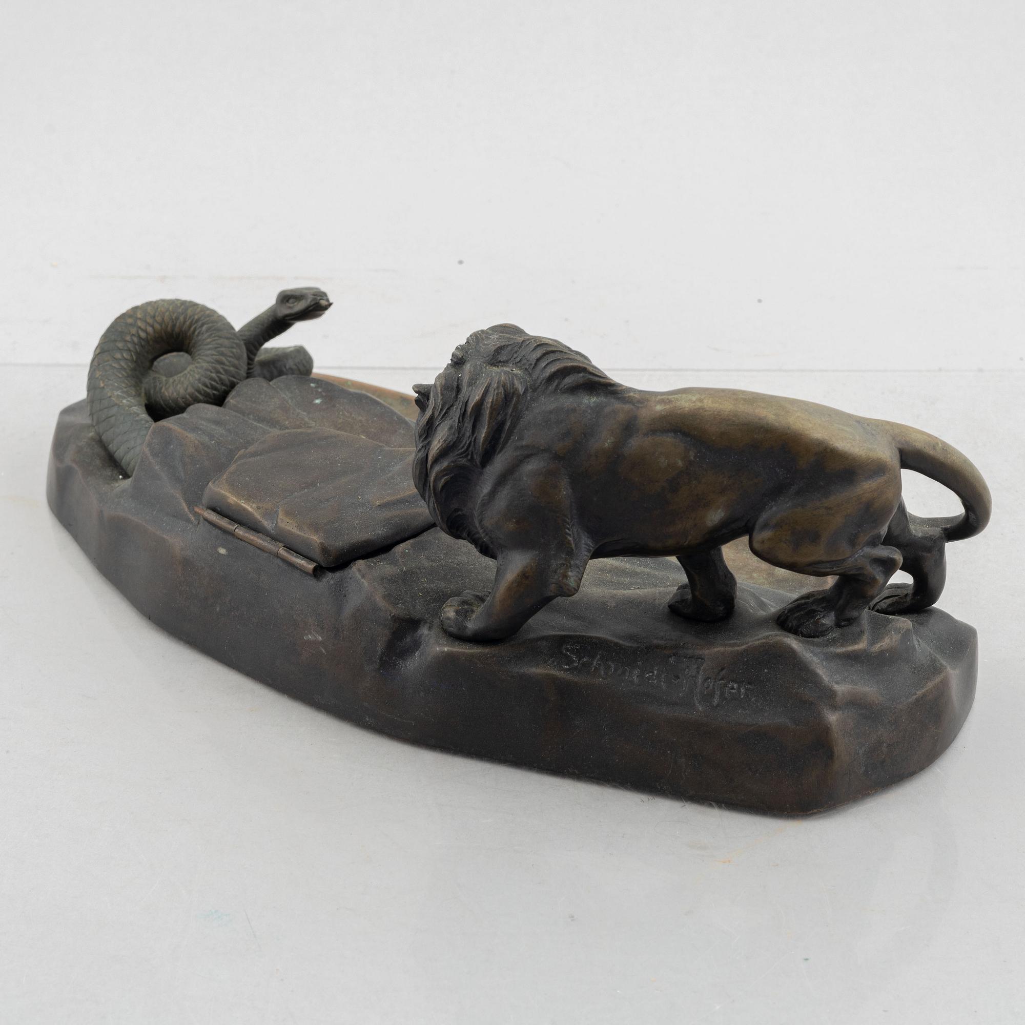 Otto Schmidt-Hofer, a bronze writing stand, signed.