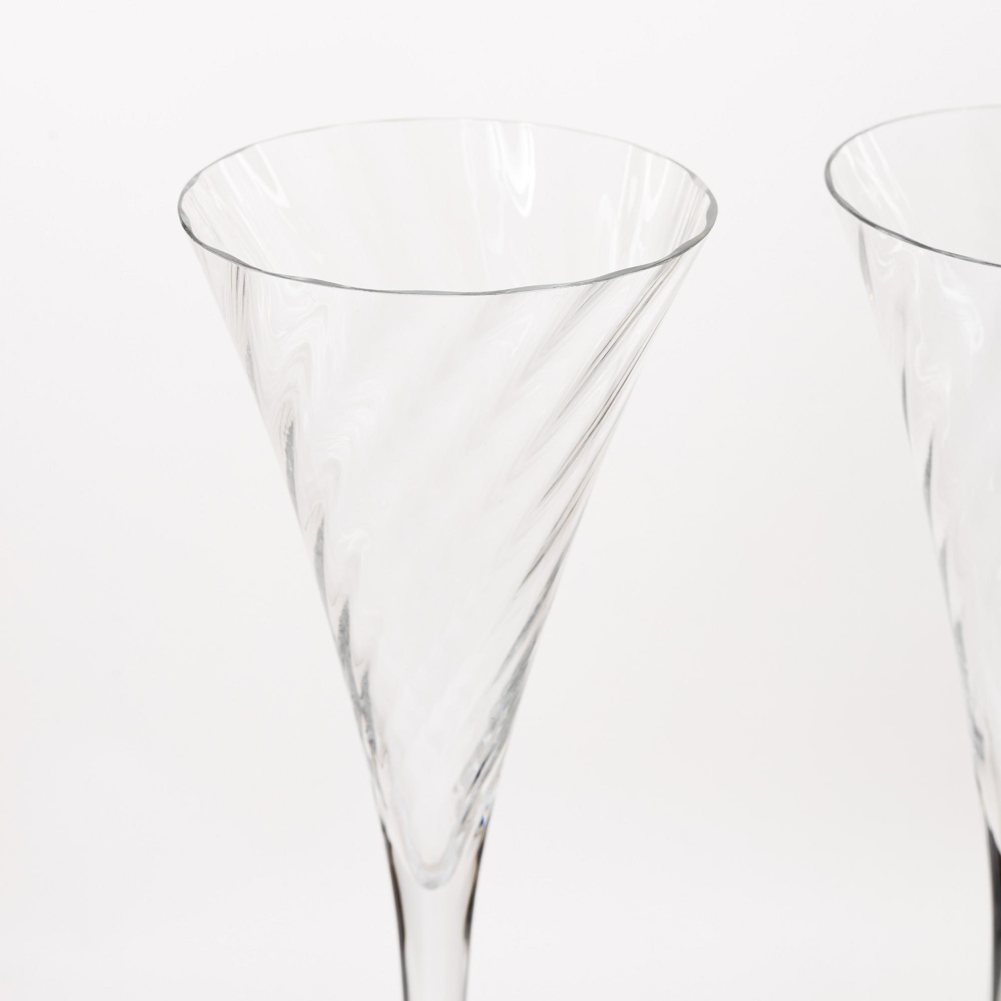 Gunnar Cyrén, Eight champagne glasses, 'Helena', Orrefors, Sweden.
