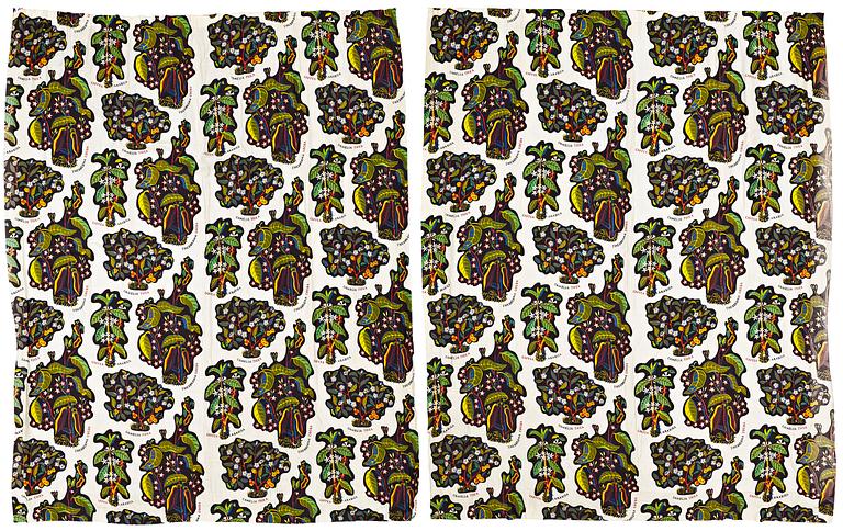 Josef Frank, two "Drinks" curtains, Svenskt Tenn, Sweden.