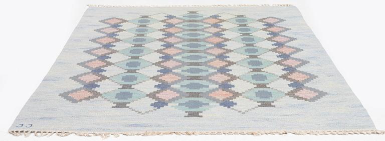 Judith Johansson, a carpet, 'Myosotis' ('Forget-me-not'), flat weave, c. 278 x 205 cm, signed JJ.