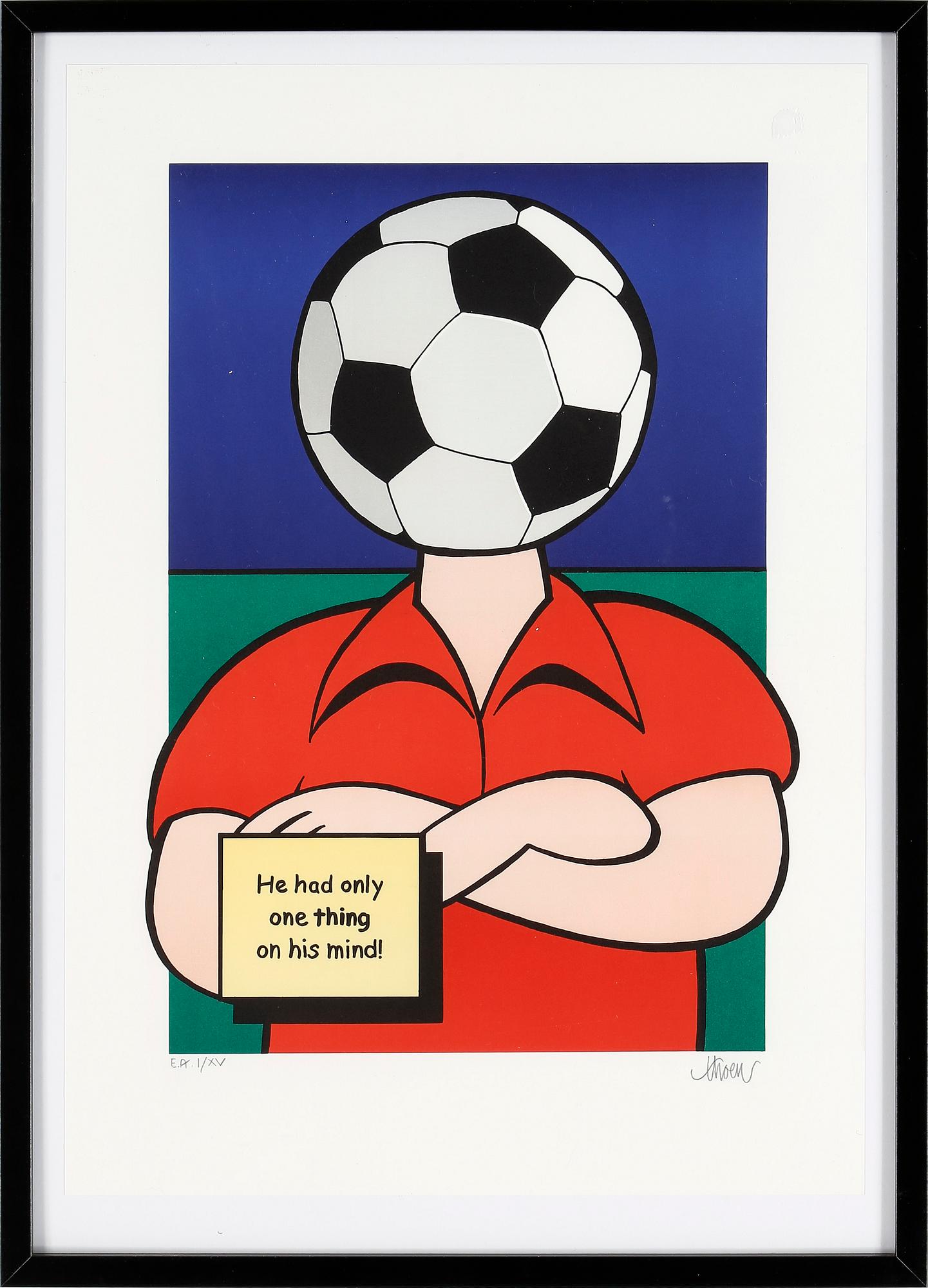 PETTER THOEN, färglitografi, "He had only one thing on his mind", signerad och numrerad.